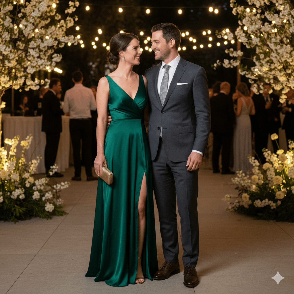 Welcher Anzug passt zu einem grünen Kleid